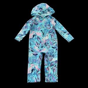 Coolibar Baby Girls 12-18 months Blue Sun Protection Swim Suit Jumpsuit Long